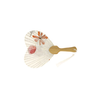 Ventaglio Cuore con Fiori Secchi e Manico in Bambù con Nappa 1pz
