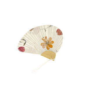 Ventaglio Ala con Fiori Secchi e Manico in Bambù con Nappa 1pz