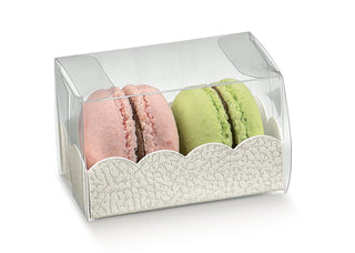 Trousse Scotton avec plateau effet cuir blanc 8x5x5 10pcs