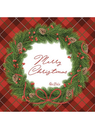 Givi Italia 16 serviettes 33x33 cm Guirlande Tartan