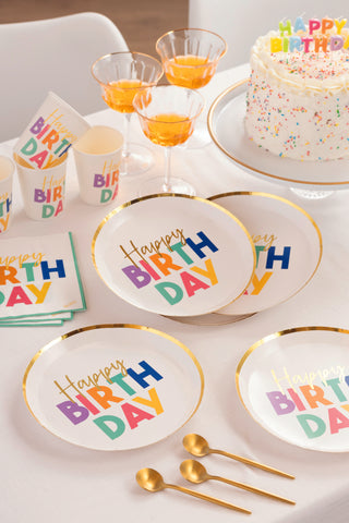 Givi Italia Piatti Happy Birthday Colorati - 8 pezzi