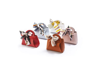 Madrhelen Sacchetto Borsetta in Pelle con Nastro effetto Foulard CONFEZIONE DA 5 PEZZI (SCEGLI IL COLORE)