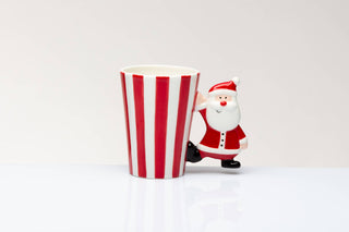 Babbomatto Tazza con Manico di Babbo Natale a Righe Bianco e Rosso