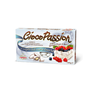 Crispo CiocoPassion - Confetti al Cioccolato a latte ripieni di Meringa e Frutti di Bosco Bianchi - 1Kg