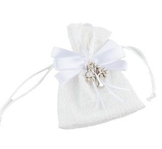 Star sacchetto bianco tree life con ciondolo in metallo 12pz