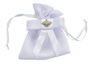 Sacchetti con Fiocco Bianco e Applicazione Pianeta 9*12 cm 12 pz