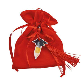 Sacchetti Laurea Rosso con Applicazione Matita 9*12cm 12pz