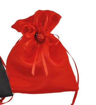Sacchetti Laurea Rosso con Applicazione Coccinella 8*10cm 12pz