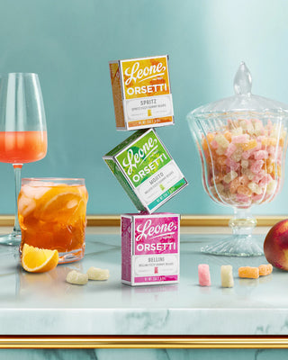 Pastiglie Leone - Tris scatolette orsetti gommosi gusto cocktail (Spritz, Bellini, Mojito) da 25g