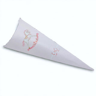 Cono porta confetti con cavalluccio a dondolo rosa 10pz