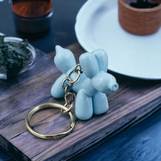 Porte-clés chien ballon bleu clair