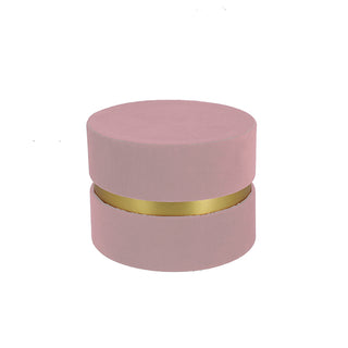 Box Tonda Piccola Velluto Rosa  Diam 8,5h x 6,5 con divisorio oro