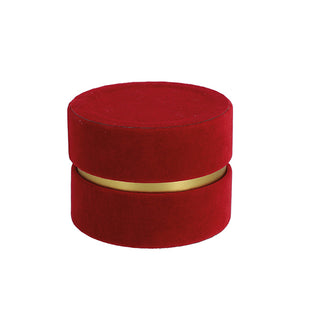 Box Tonda Piccola Velluto Rosso Diam 8,5h x 6,5 con divisorio oro