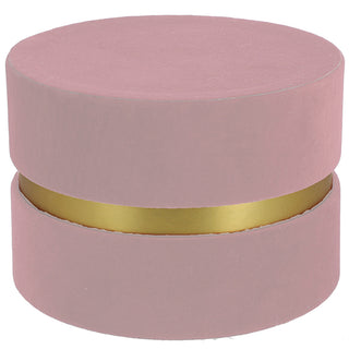 Box Tonda Grande Velluto Rosa Diam 13h x 9 con divisorio oro