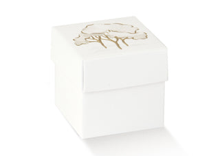 Scotton - Scatolina Portaconfetti con Alberi Avorio rivestiti in oro 10pz - 5x5x5