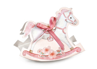 Scotton scatolina porta confetti cavallo a dondolo rosa 10pz