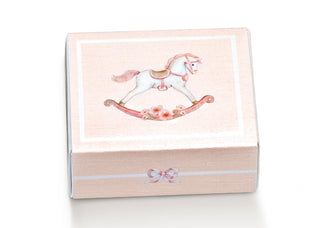 Scotton scatolina rosa con disegno cavalluccio a dondolo 10pz