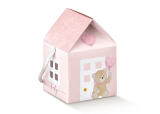 Scotton scatolina casetta rosa disegno orsetto 10pz