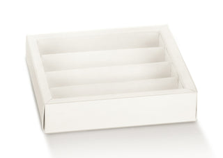 Scotton scatolina quadretto con fascetta e divisori seta bianco 14.5x14.5x3.5  10 pz
