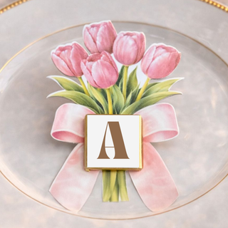 Segnaposti Tulipani con iniziali 14x9 cm (MINIMO 20PZ)