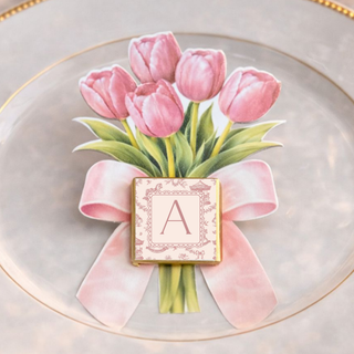 Segnaposti Tulipani con iniziali 14x9 cm (MINIMO 20PZ)