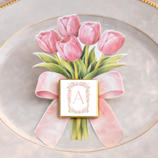 Segnaposti Tulipani con iniziali 14x9 cm (MINIMO 20PZ)