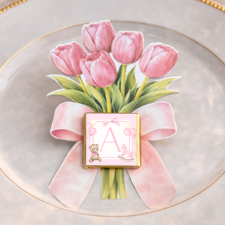 Segnaposti Tulipani con iniziali 14x9 cm (MINIMO 20PZ)
