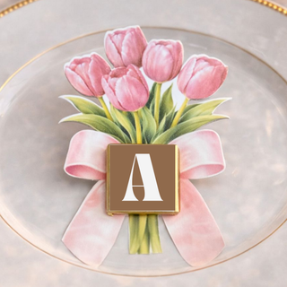 Segnaposti Tulipani con iniziali 14x9 cm (MINIMO 20PZ)