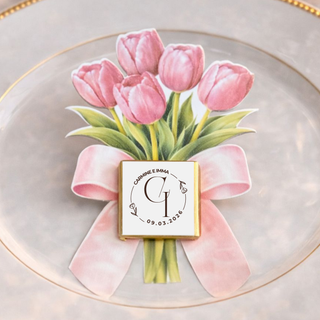 Segnaposti Tulipani con iniziali 15x9 cm (MINIMO 20PZ)