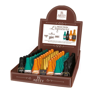 Abtey - Praline di cioccolato fondente alcoliche a forma di bottiglia - 13g (7pz ASSORTITI)