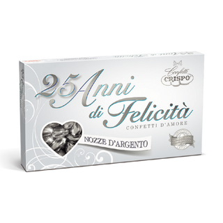 Confetti Crispo - 25 anni di Felicità Classica Mandorla Naturale, Argento - 500g