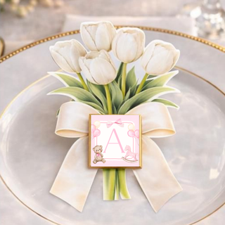 Segnaposti Tulipani con iniziali 14x9 cm (MINIMO 20PZ)