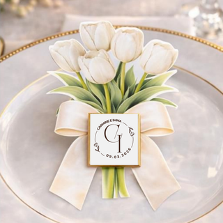 Segnaposti Tulipani con iniziali 14x9 cm (MINIMO 20PZ)