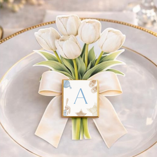 Segnaposti Tulipani con iniziali 14x9 cm (MINIMO 20PZ)