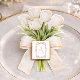 Segnaposti Tulipani con iniziali 14x9 cm (MINIMO 20PZ)