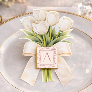 Segnaposti Tulipani con iniziali 14x9 cm (MINIMO 20PZ)