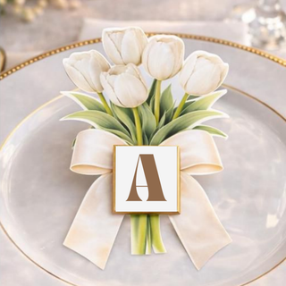 Segnaposti Tulipani con iniziali 14x9 cm (MINIMO 20PZ)