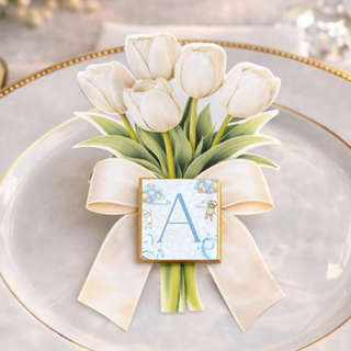 Segnaposti Tulipani con iniziali 14x9 cm (MINIMO 20PZ)