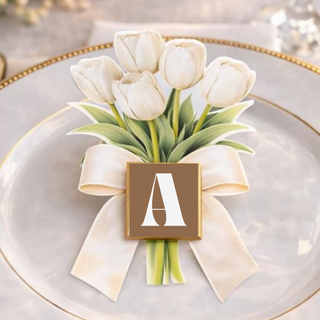 Segnaposti Tulipani con iniziali 14x9 cm (MINIMO 20PZ)