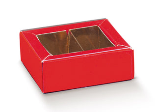 Scotton scatolina quadretto lino rosso con divisori in oro 6x5x3 10pz