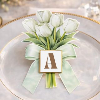 Segnaposti Tulipani con iniziali 14x9 cm (MINIMO 20PZ)