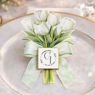 Segnaposti Tulipani con iniziali 14x9 cm (MINIMO 20PZ)