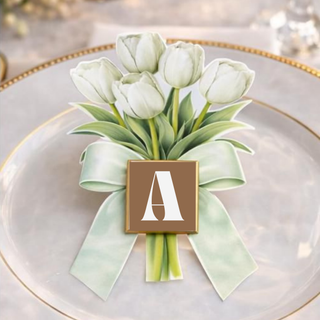 Segnaposti Tulipani con iniziali 14x9 cm (MINIMO 20PZ)