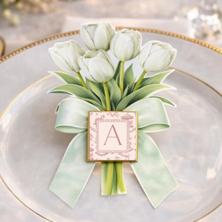 Segnaposti Tulipani con iniziali 14x9 cm (MINIMO 20PZ)