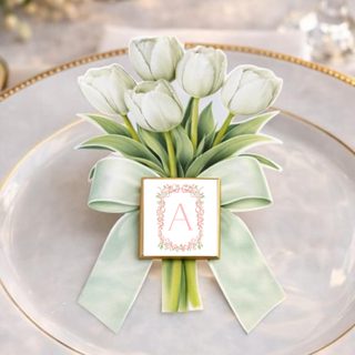 Segnaposti Tulipani con iniziali 14x9 cm (MINIMO 20PZ)