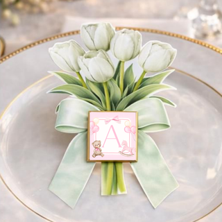 Segnaposti Tulipani con iniziali 14x9 cm (MINIMO 20PZ)