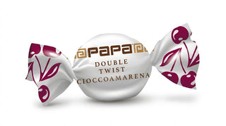 Cioccolato Papa - Double Twist Cioccoamarena Bianco, Amarena intera ricoperta di cioccolato fondente Senza Glutine - 500g
