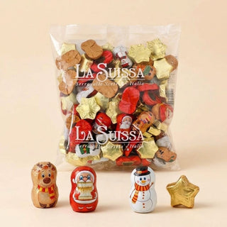 Cioccolato LaSuissa - Mix Cioccolatini di Natale al Cioccolato al Latte Ripieni di Crema di Gianduia Senza Glutine - 1kg