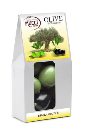 Mucci Green and Black Marzipan Olives Pack 75gr.