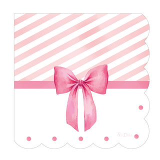 Pink Bow Napkins with Scallop - 16 pieces